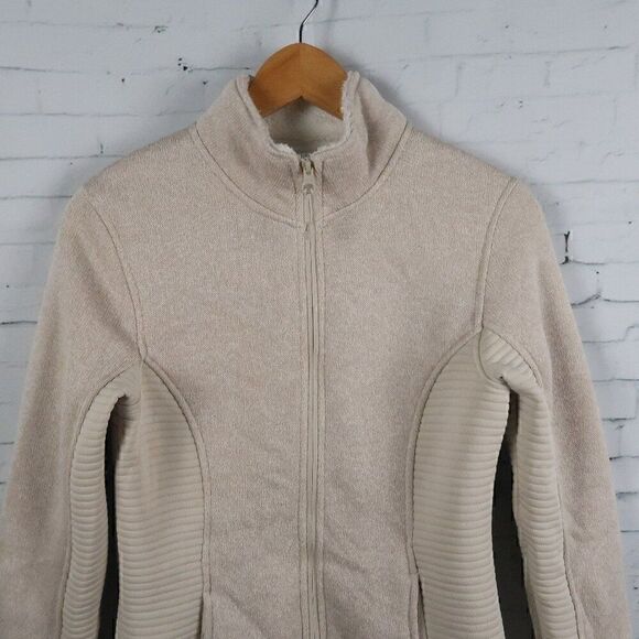 TIME AND TRU TAN OATMEAL HEATHER ZIP UP FLEECE JACKET WITH POCKETS SIZE XS - Picture 4 of 9